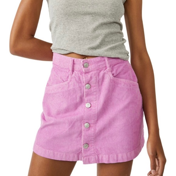Free People Pink Ray Corduroy Mini Skirt | FP Hot Pink Skirt | NWOT - Picture 8 of 12